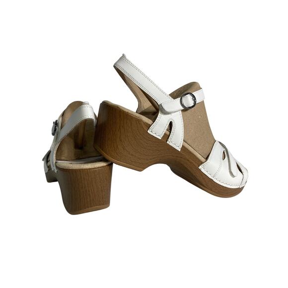 Dansko Women's Season Full Grain White Slingback Heels Size 10.5 - Picture 4 of 6